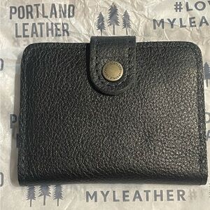 Portland Leather Mini Bifold Wallet Pebbled Black NWOT